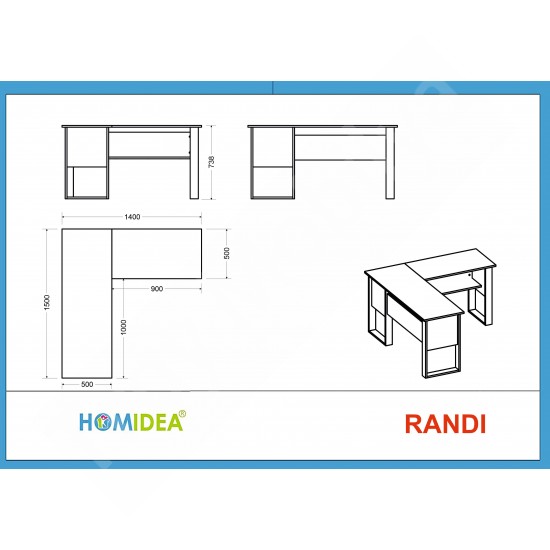 Randi Çalışma Masası Antrasit - Kemençe