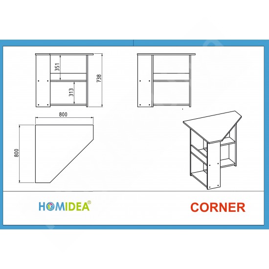 Corner Çalışma Masası Kemençe Antrasit