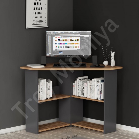 Corner Çalışma Masası Kemençe Antrasit