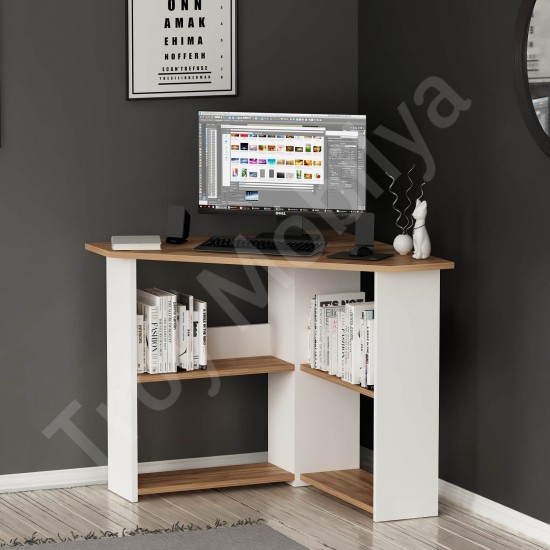 Corner Çalışma Masası Kemençe Beyaz
