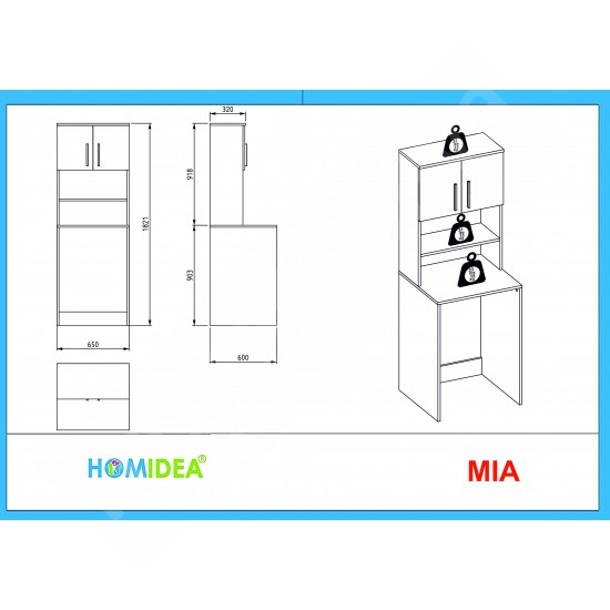 Mia Çamaşır Makinesi Dolabı Beyaz Ceviz