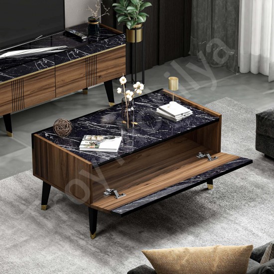 Karya Orta Sehpa Ceviz Royal Mermer