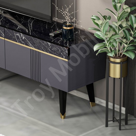 Karya TV Ünitesi Antrasit Mermer