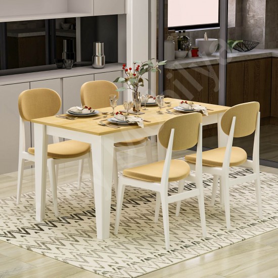 Şimal Yemek Masası 120x72 Beyaz Safir Meşe