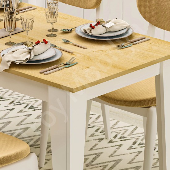 Şimal Yemek Masası 120x72 Beyaz Safir Meşe