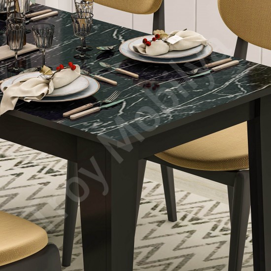 Şimal Yemek Masası 120x72 Siyah - Royal Mermer