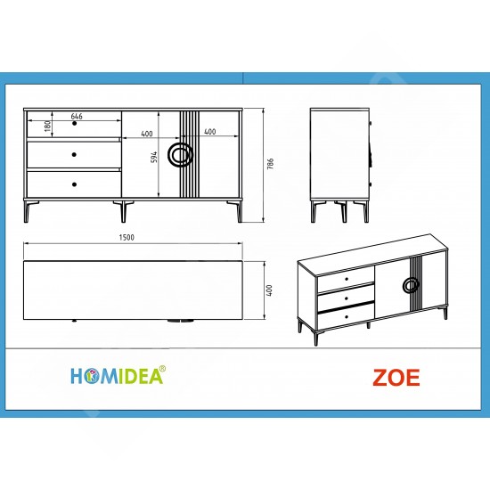 Zoe Konsol Antrasit Ceviz